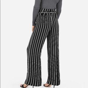High Waisted Striped Belted Wide Leg Pant size 12 NWT Express Bootcut trousers